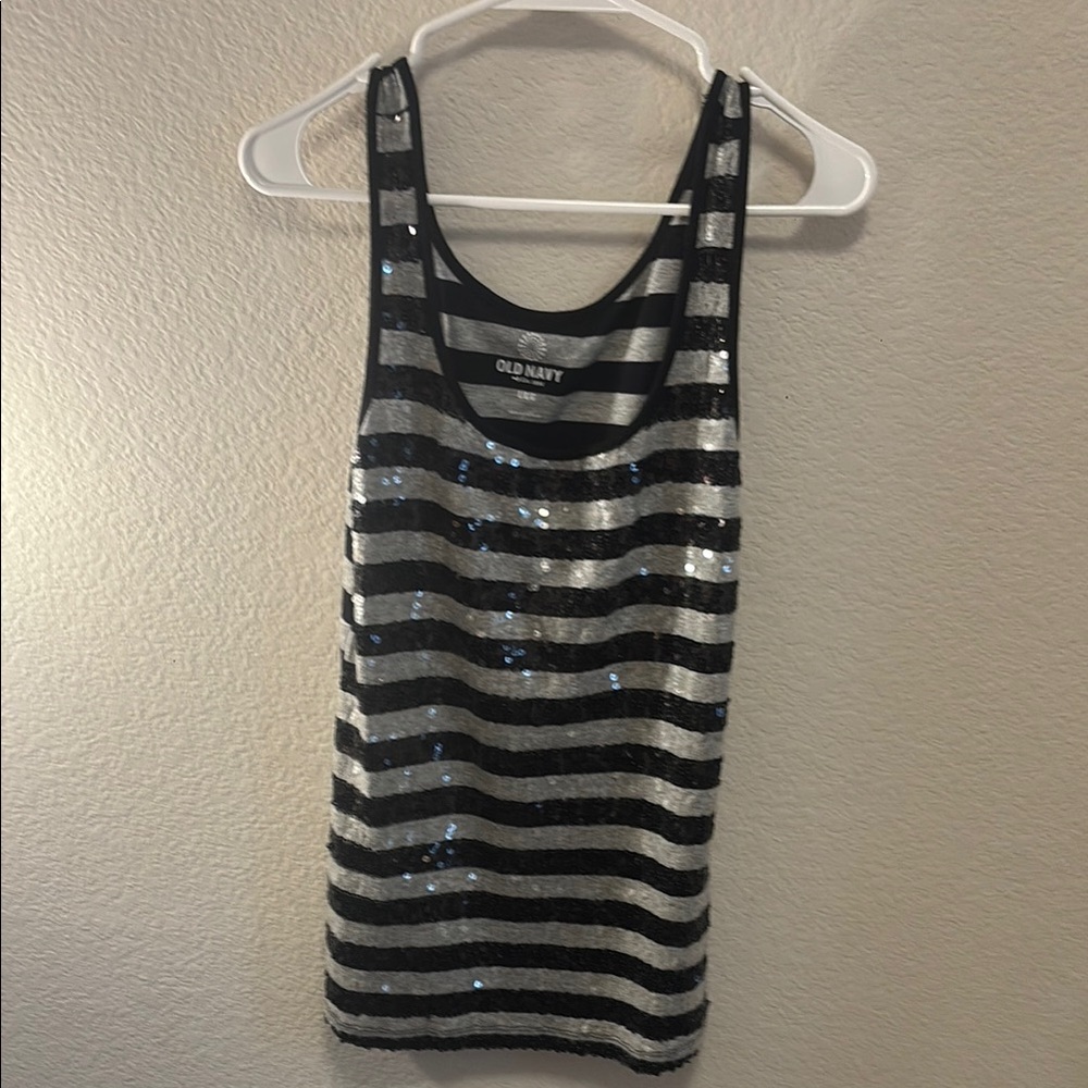 Old Navy Striped Sequin Tank Top